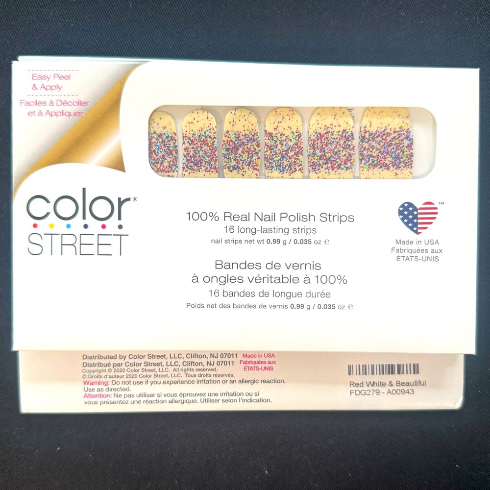 Color Street Nail Polish Strips - Red, White & Beautiful